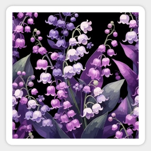 Pink Lily of The Valley on Black Sticker